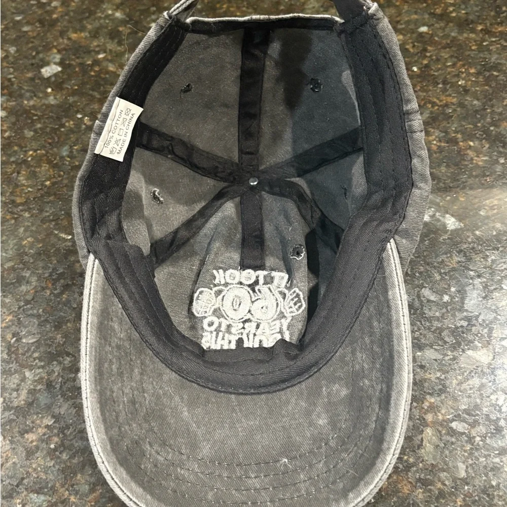 Gray Washed Cap with Embroidered Design - Picture 2 of 3